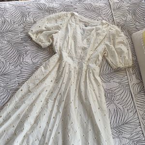 NWOT white eyelet cotton midi dress